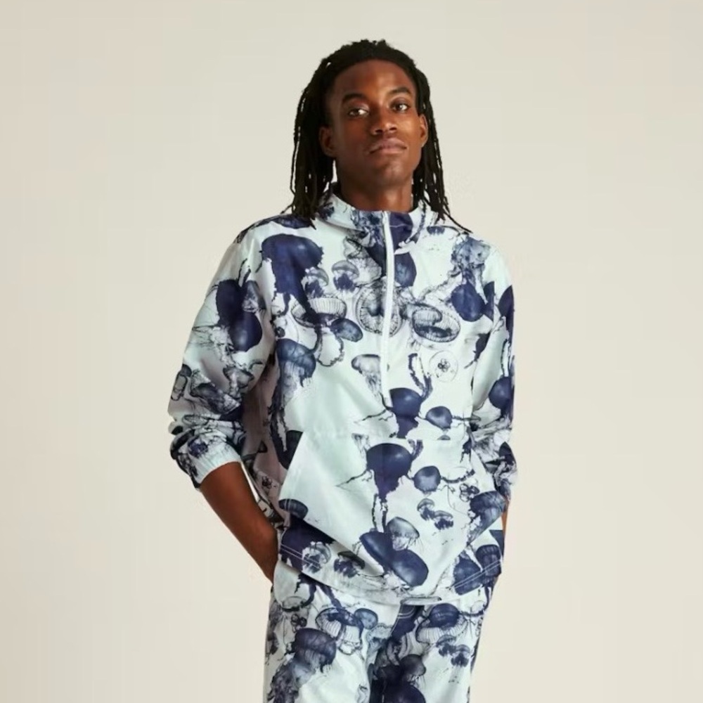 Fielder Bonobos Lightweight Ripstop Anorak Jellyfish Hoodie Windbreaker Size S